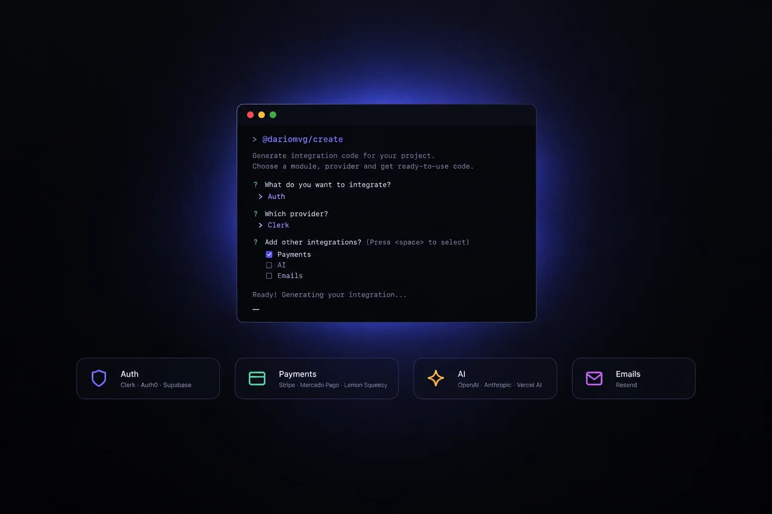 CLI de integraciones listas para producción en un comando